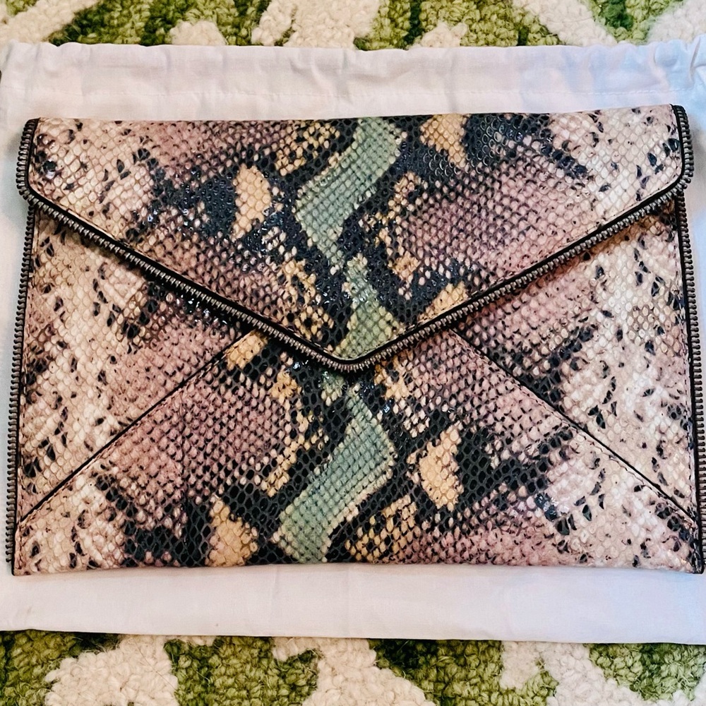 Rebecca Minkoff Envelope Clutch with Snakeskin Pattern